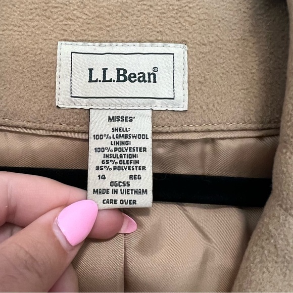 L.L. Bean Tan Lambswool Polo Three-Quarter Coat - Picture 3 of 9
